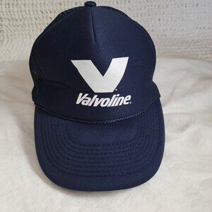 Otto Baseball Cap Hat Vintage Trucker Valvoline Navy Blue white logo rope mesh